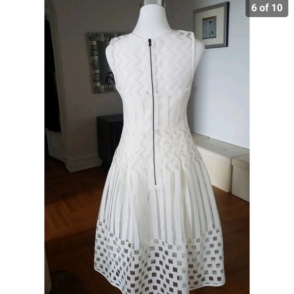 SOLD ‼️ $750.00 NWT Milly Women's Dress Illusion Filament Pleat White 6 S - Picture 8 of 11